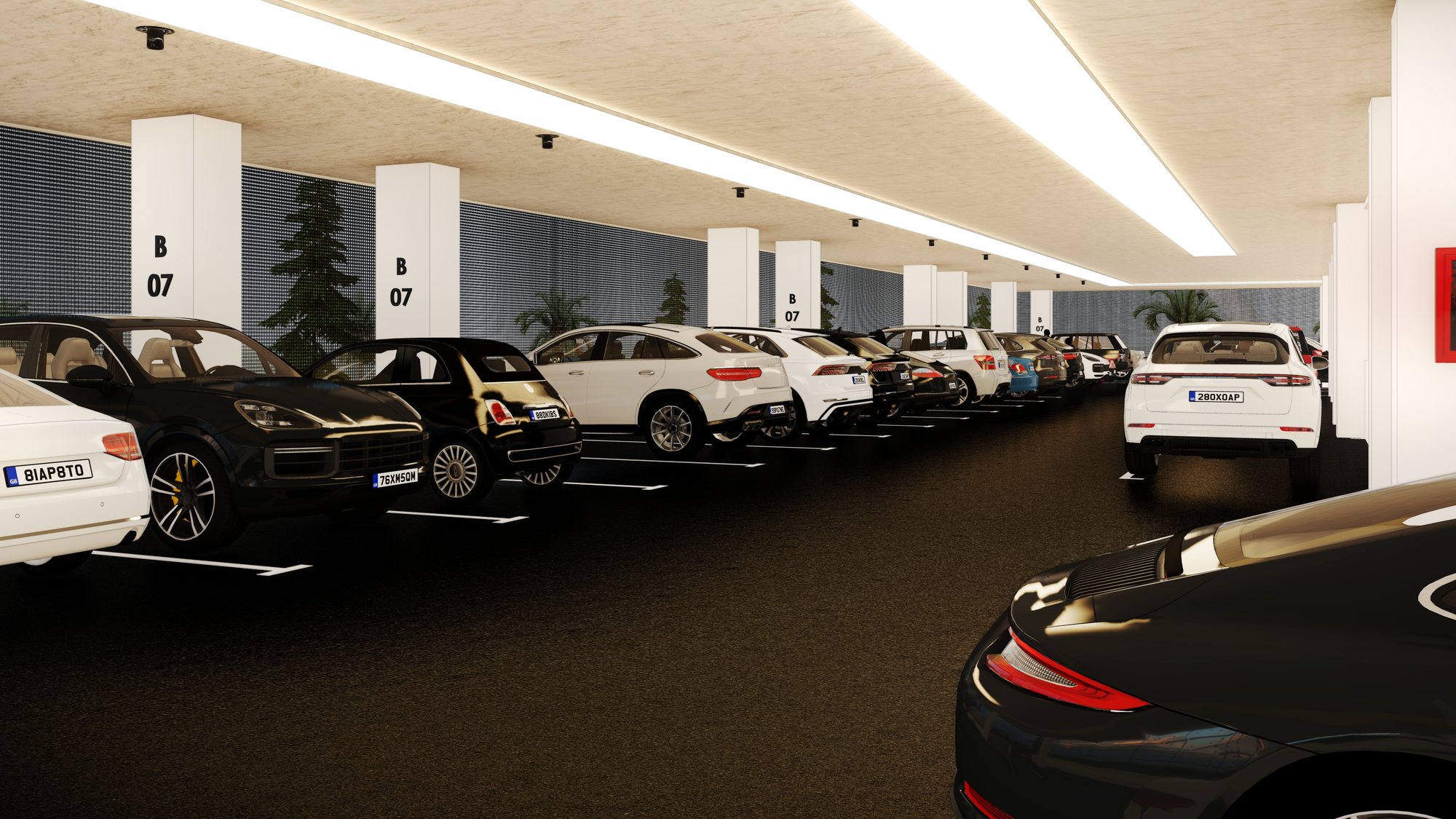 Covered resident parking beneath Eko Atlantic Tower